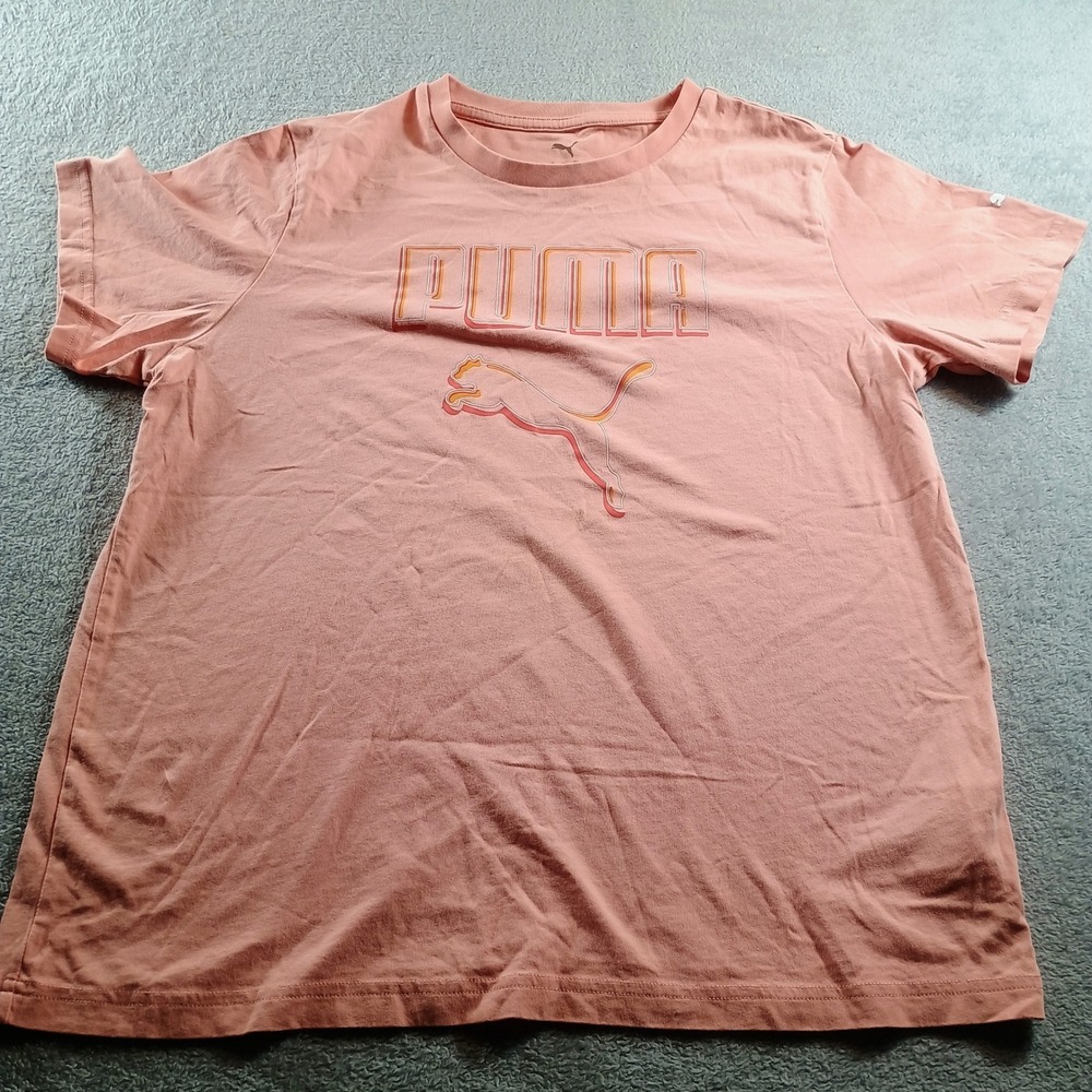 Puma Women Graphic Tee Peach Large Short Sleeve Logo T-Shirt